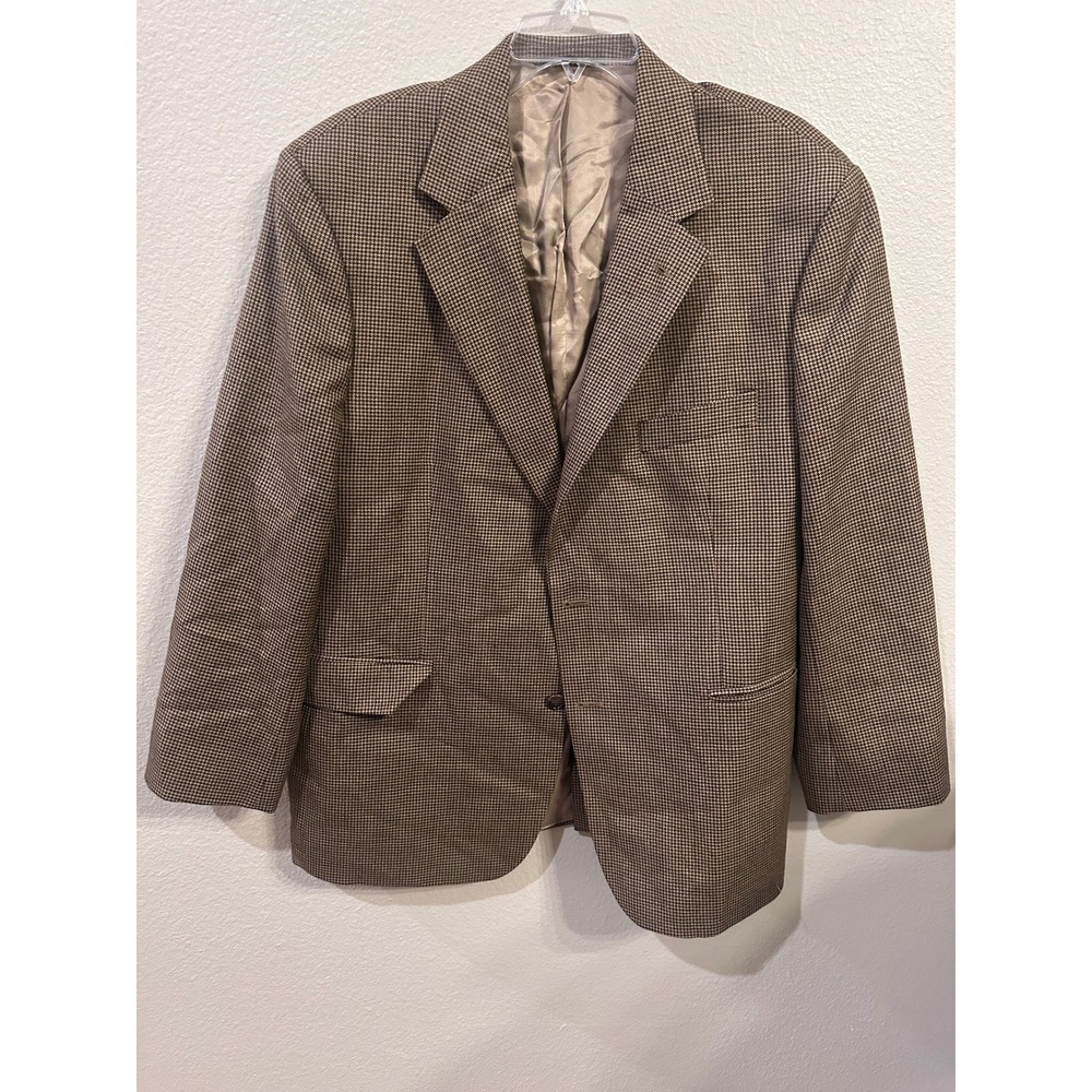 BROOKS BROTHERS Houndstooth Mens Sport Coat Brown Tan Two Button Casual Jacket